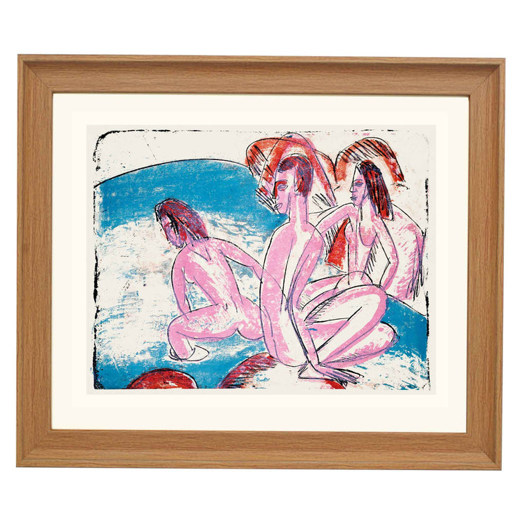 Three Bathers by Stones by Ernst Ludwig Kirchner Art Print