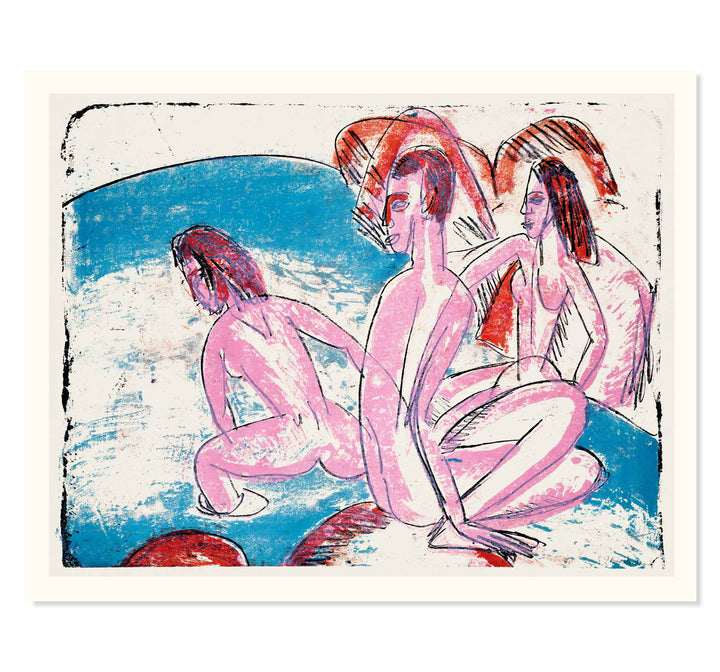 Three Bathers by Stones by Ernst Ludwig Kirchner Art Print