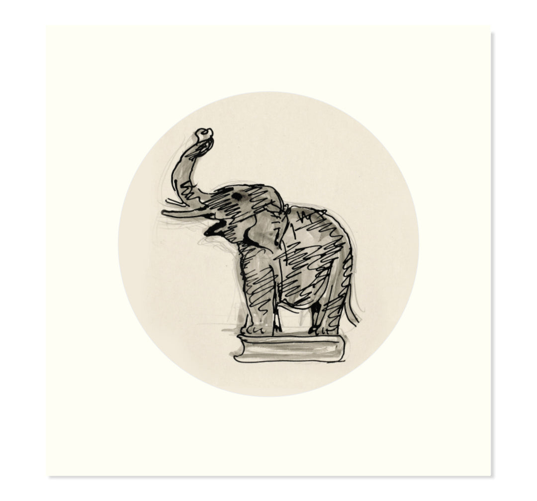 Elephant on book art print