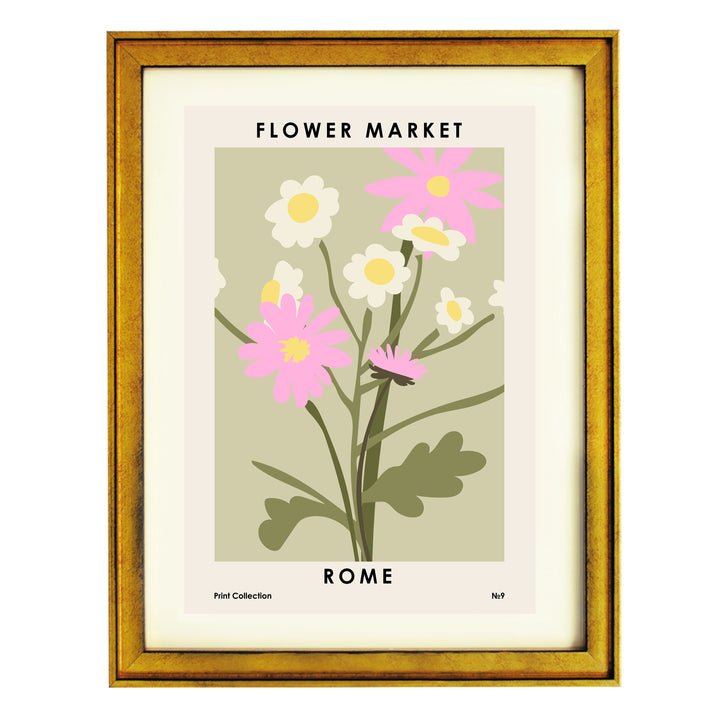 Flower Market Rome Art Print