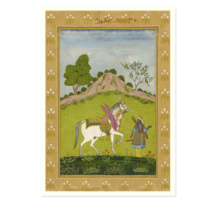 Kalki with his white horse Devadatta art print