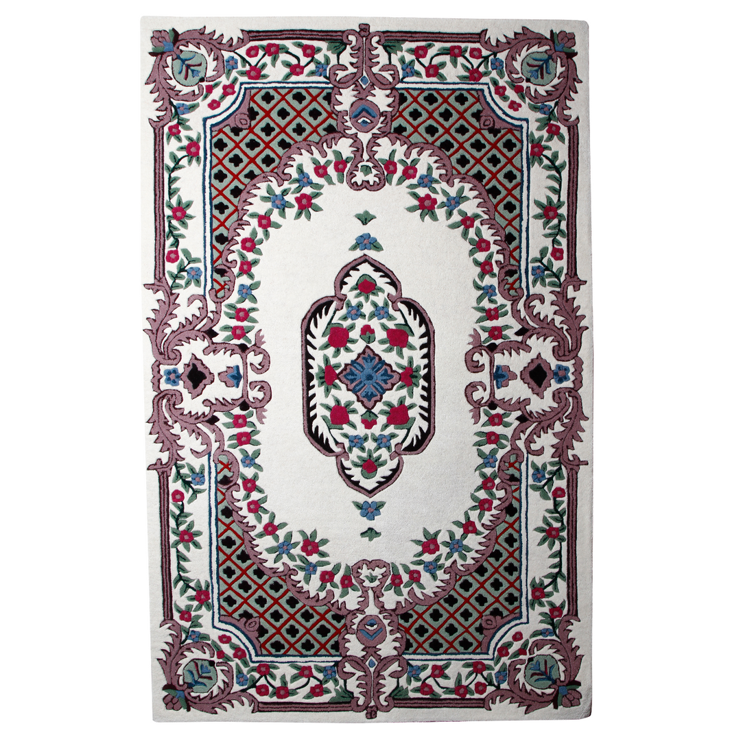 IVORY MULTICOLOR MEDALLION HAND TUFTED CARPET