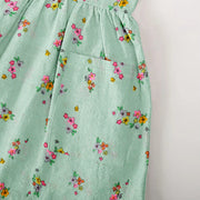 Organic Victorian Sleeveless Nightdress Green Floral