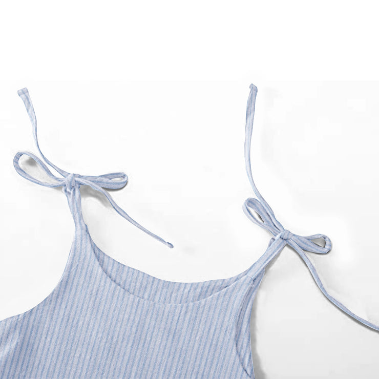 Organic Sleeveless Nightdress Blue & White Stripe