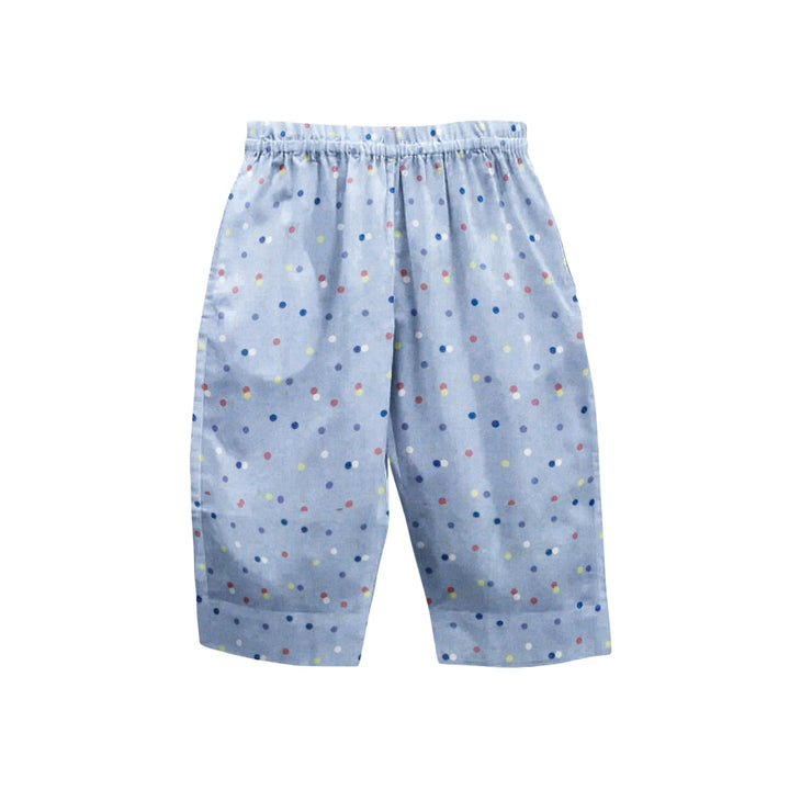 Organic Full Sleeved Collared Pajama Set-Blue Dots