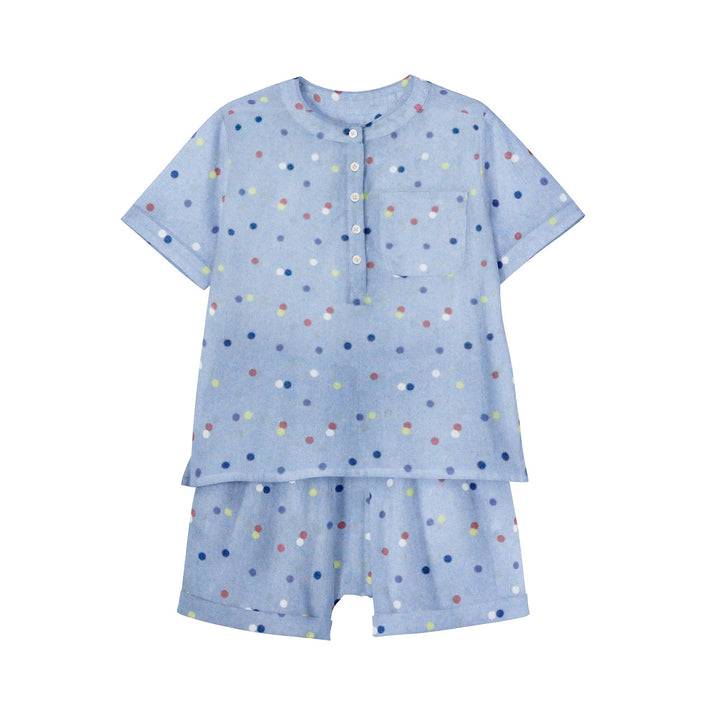 Organic Pajama Shorts Set-Blue Dot