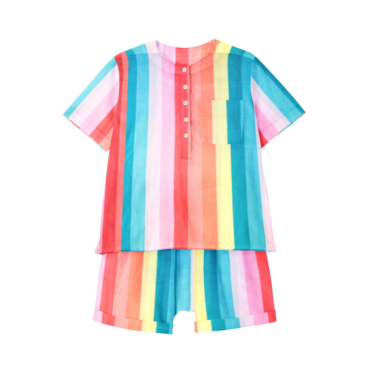 Organic  Pajama Shorts Set - Rainbow