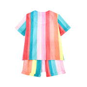 Organic  Pajama Shorts Set - Rainbow