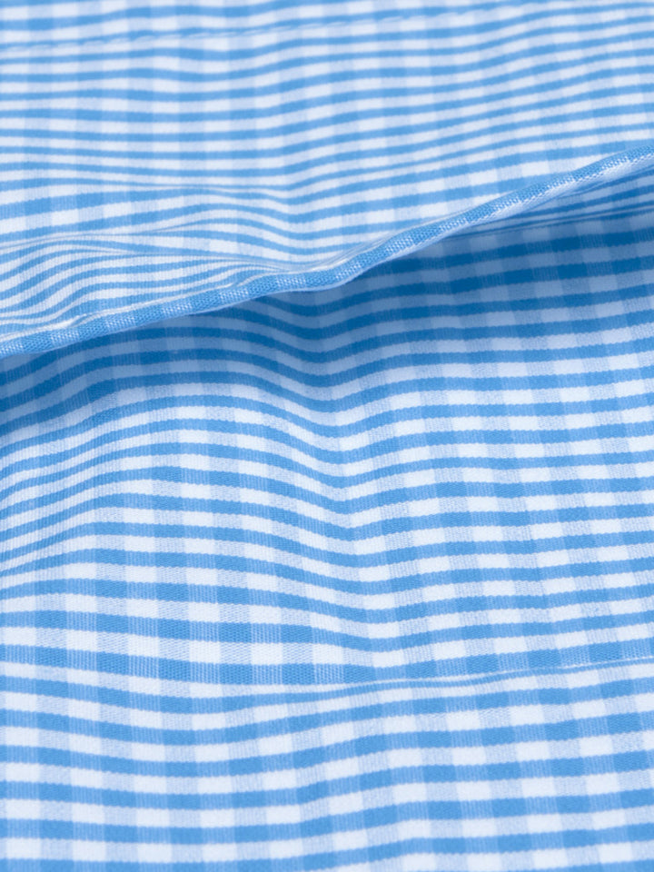 Organic Junior Pillow Cover-Blue Checks