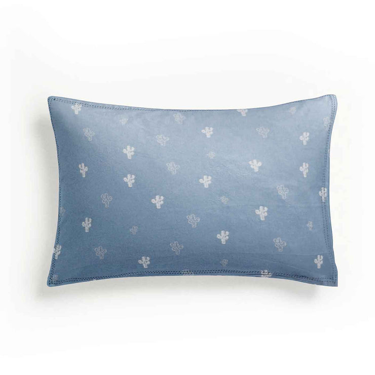 Organic Junior Pillow Cover-Blue Cactus