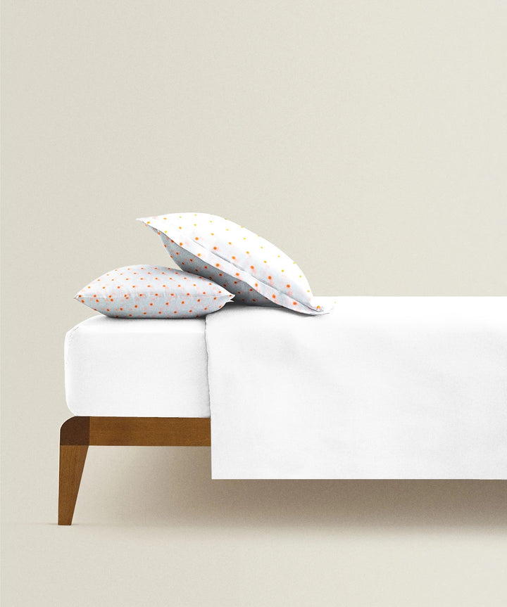 Organic Baby Pillow Cover-Neon Orange Dots