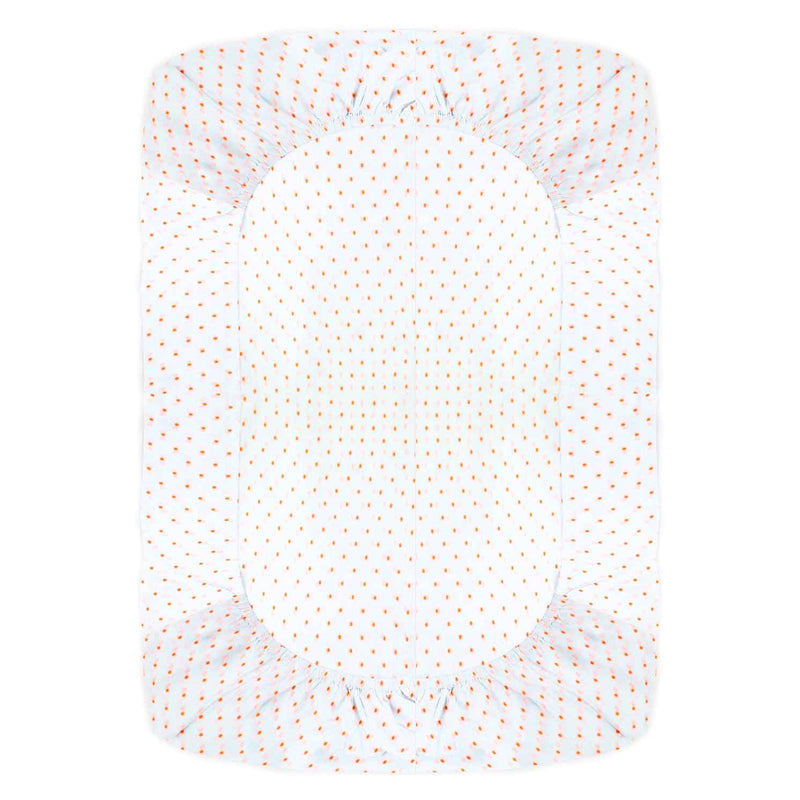 Organic Fitted Crib Sheet-Neon Orange Dots