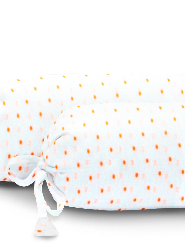 Baby Bolster Cover Set with Fillers-Neon Orange Dots