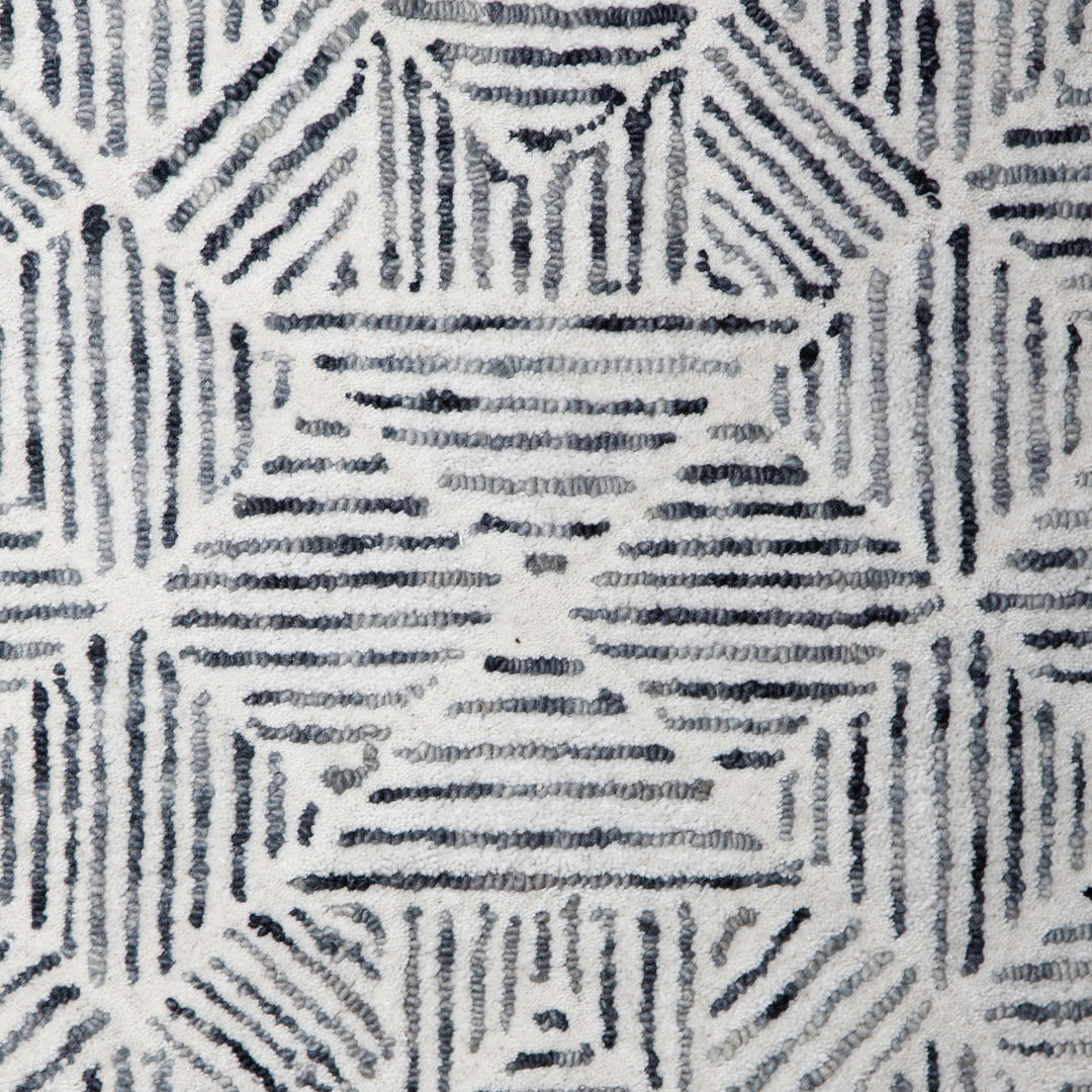 IVORY GEOMETRIC HAND TUFTED CARPET