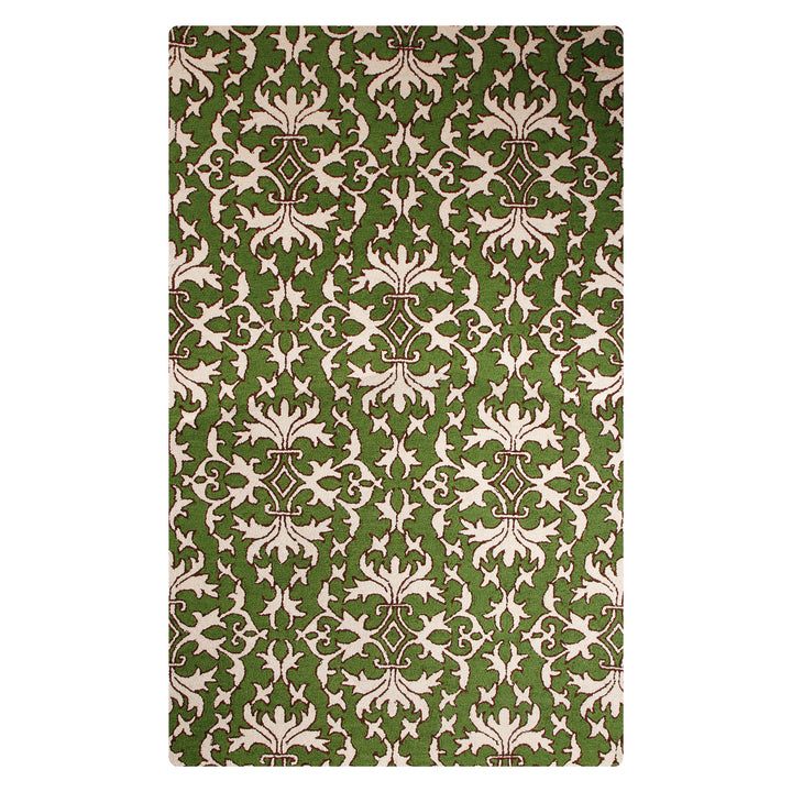 GREEN AND BEIGE SUZANI HAND TUFTED CARPET