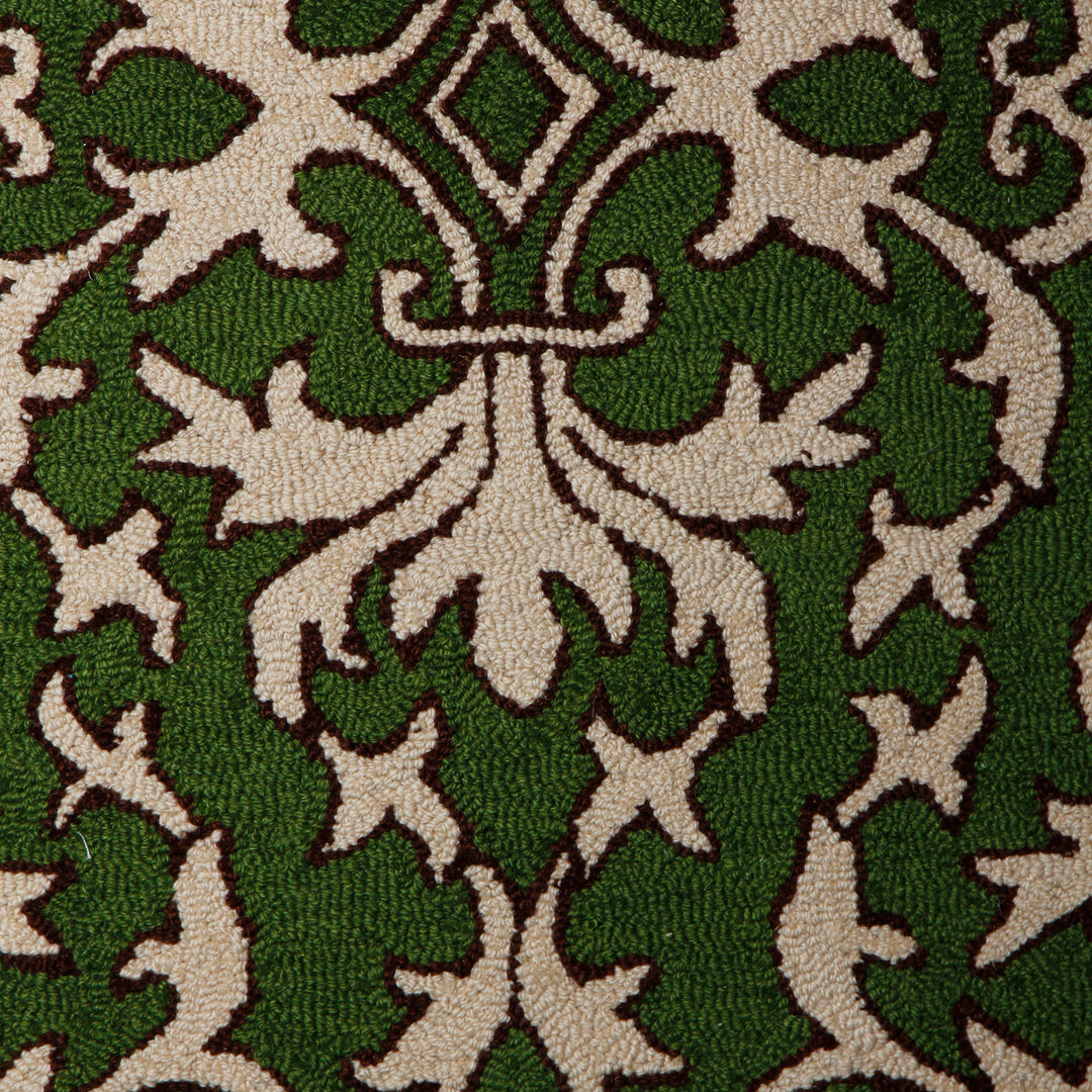 GREEN AND BEIGE SUZANI HAND TUFTED CARPET