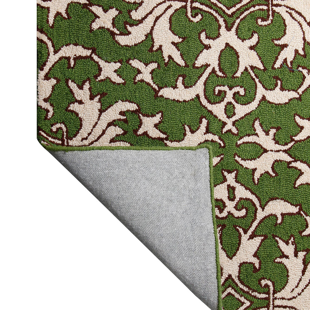 GREEN AND BEIGE SUZANI HAND TUFTED CARPET