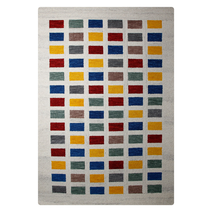 IVORY MULTICOLOR GABBEH HAND TUFTED CARPET