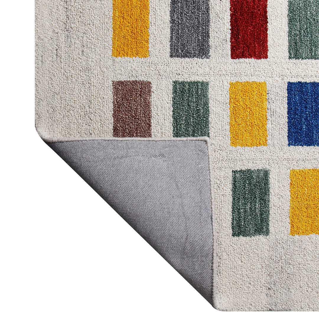 IVORY MULTICOLOR GABBEH HAND TUFTED CARPET