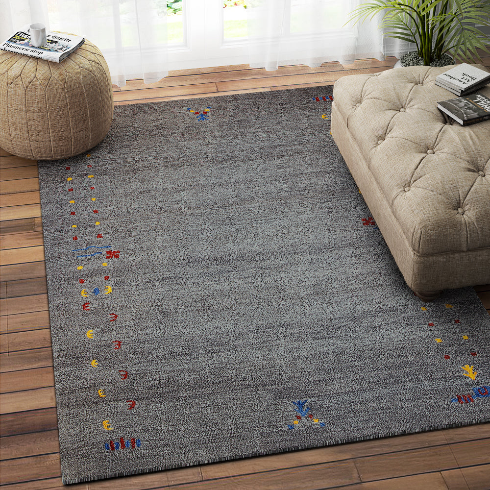 GREY GABBEH HAND TUFTED CARPET