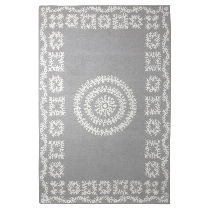 GREY AND WHITE FLORAL HAND TUFTED CARPET