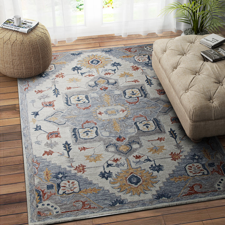 GREY MULTICOLOR SUZANI HAND TUFTED CARPET