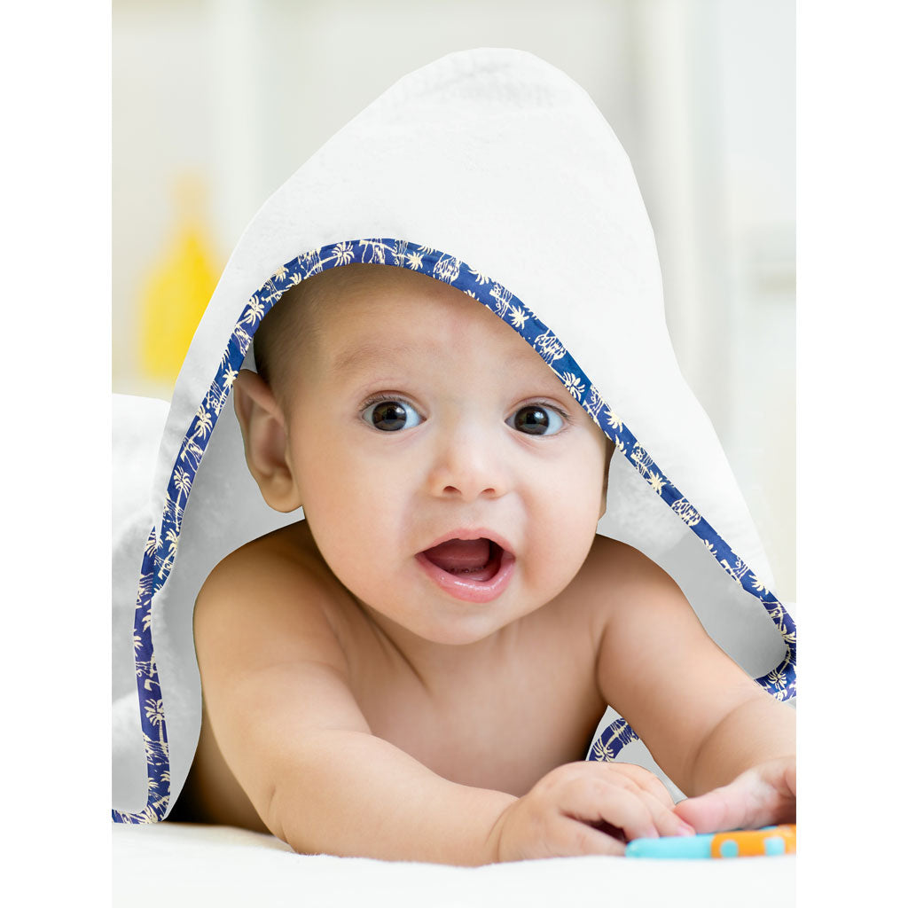 Organic Floral Blue Hooded Towel Set