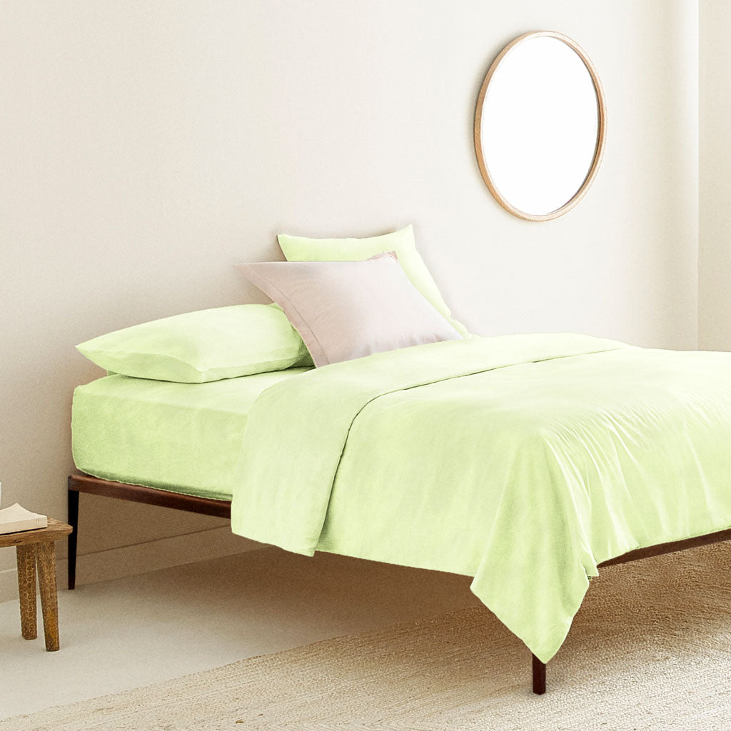 Organic Single Duvet Cover Lime Green