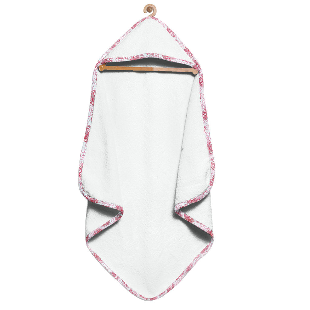 Organic Red Floral Hooded Towel Set