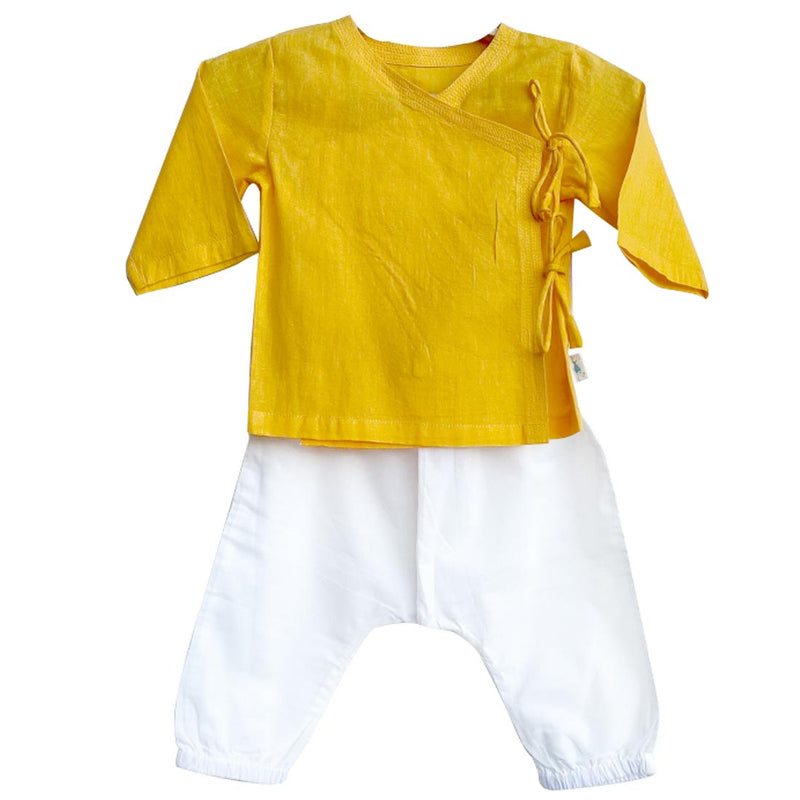 UNISEX ORGANIC YELLOW ANGRAKHA + WHITE PANTS