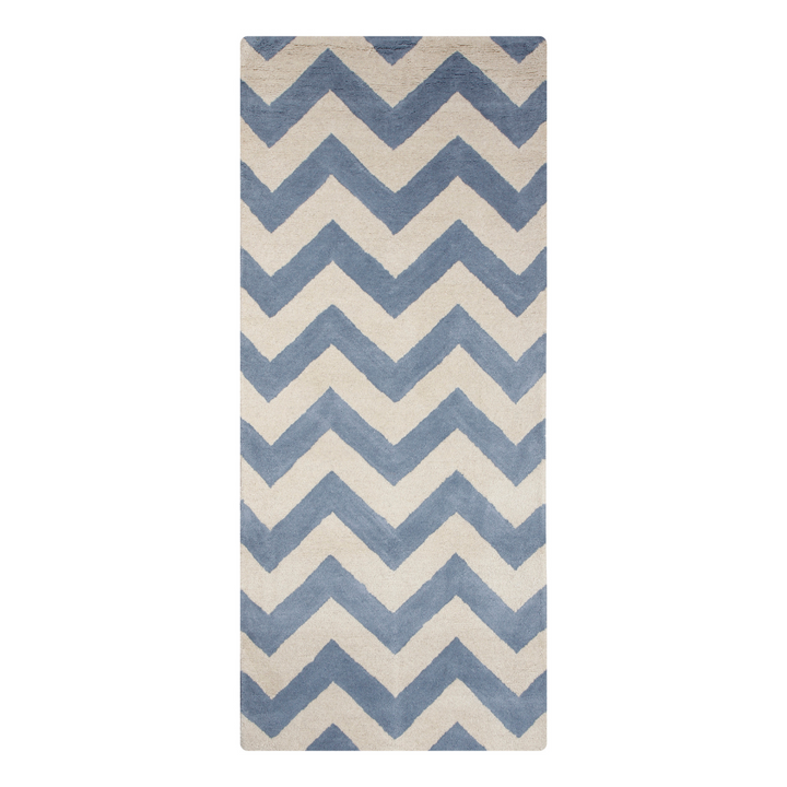 BLUE IVORY CHEVRON MODERN CARPET