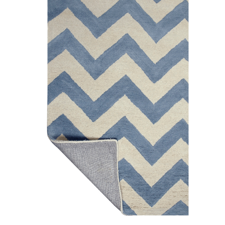 BLUE IVORY CHEVRON MODERN CARPET