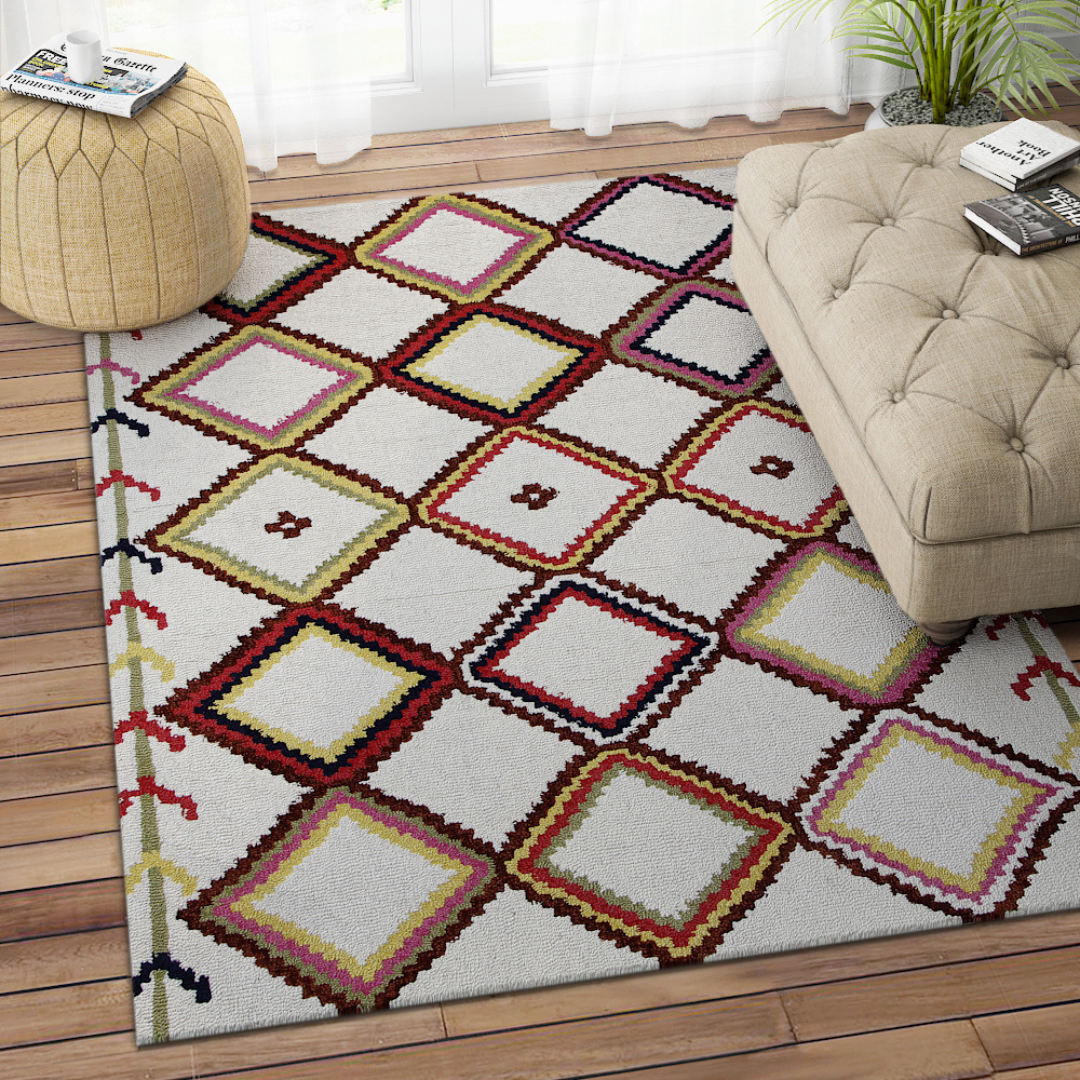 IVORY MULTICOLOR GEOMETRIC CARPET