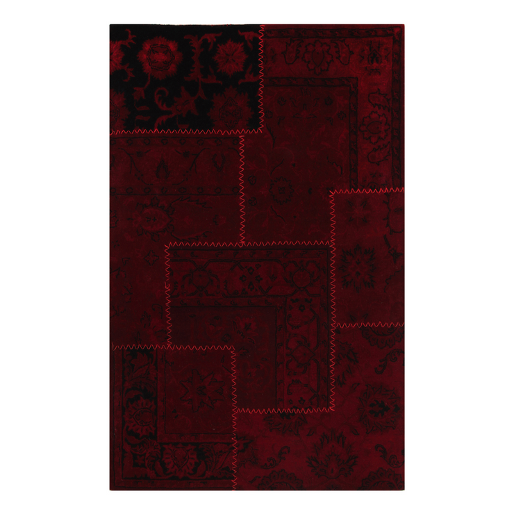 RED OVER DYED PATCHWORK CARPET