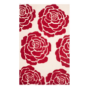 RED AND IVORY FLORAL CARPET