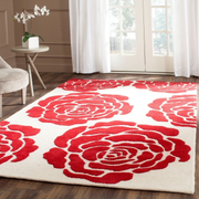 RED AND IVORY FLORAL CARPET