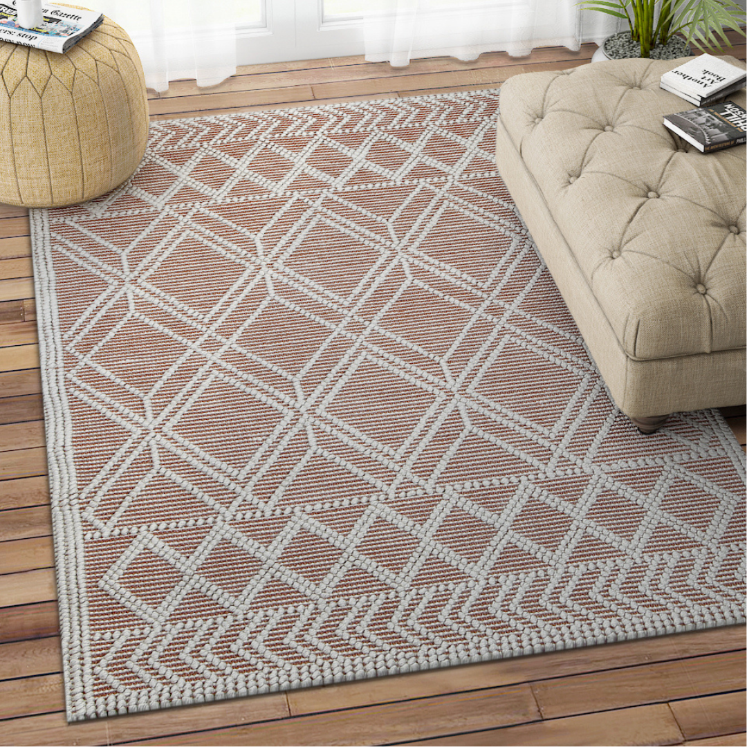 IVORY AND RUST KILIM DHURRIE