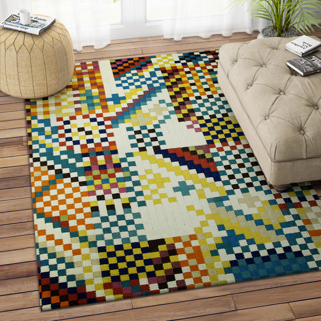 MULTICOLOR PIXEL KILIM DHURRIE