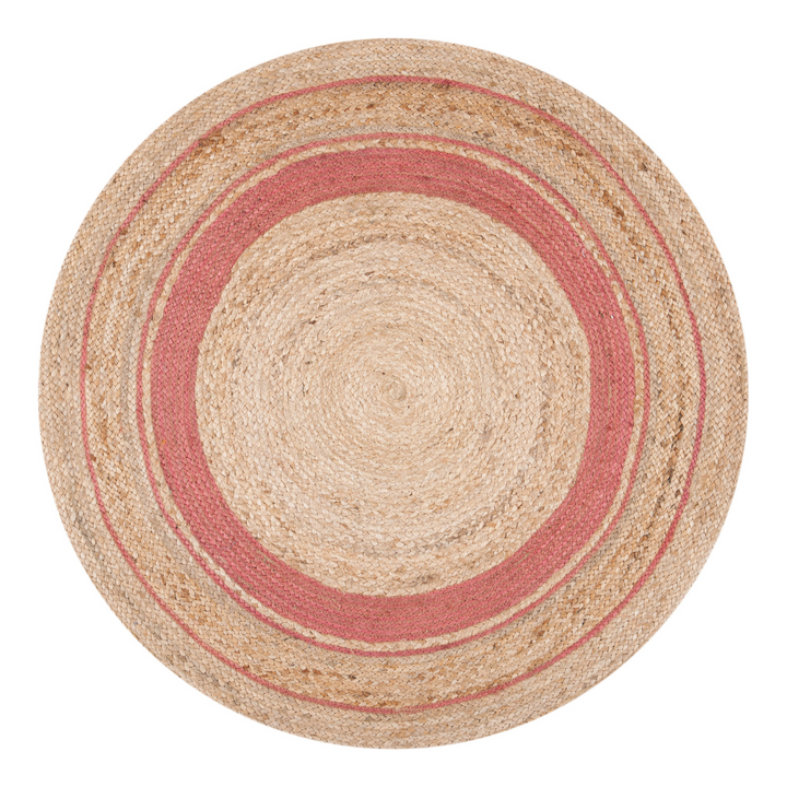 PINK AND NATURAL ROUND JUTE DHURRIE