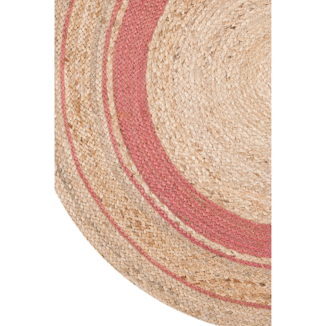 PINK AND NATURAL ROUND JUTE DHURRIE