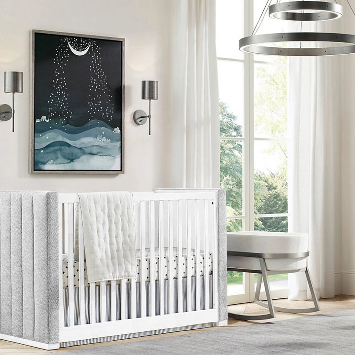 Upholstered Panel Crib - White