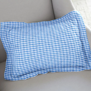 Organic Baby Pillow Cover with Filler Blue Checks