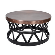 Contemporary Round Hammered Coffee Table
