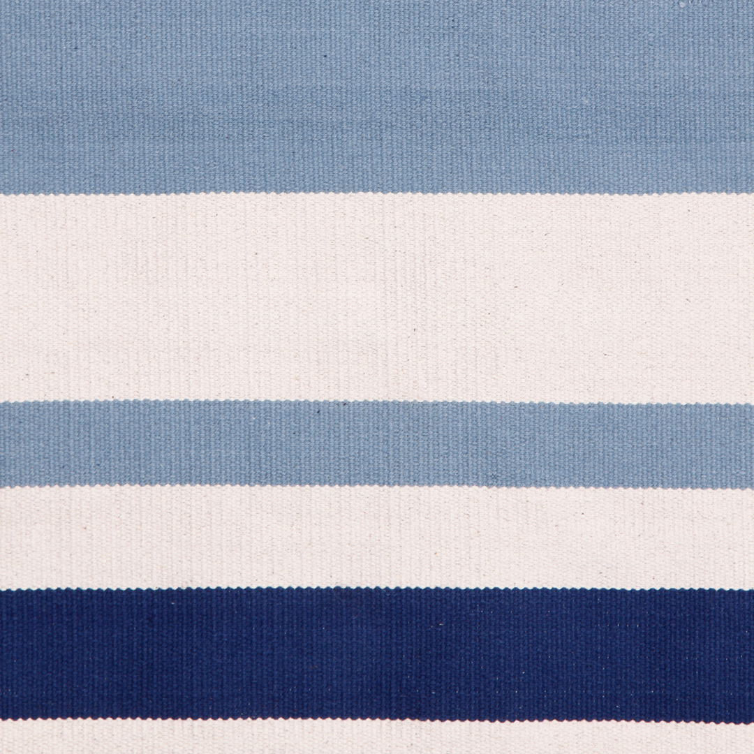 BLUE STRIPES HAND WOVEN COTTON DHURRIE