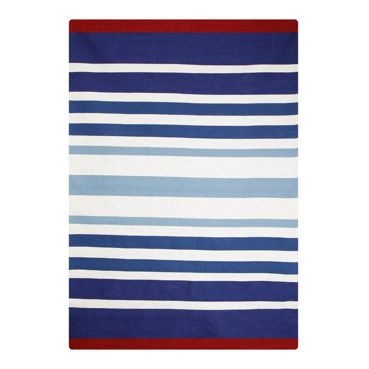 BLUE STRIPES HAND WOVEN COTTON DHURRIE