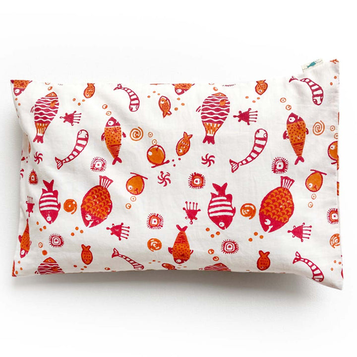 ORGANIC FISH PRINT KAPOK PILLOW +  MARACAS - GIFT SET