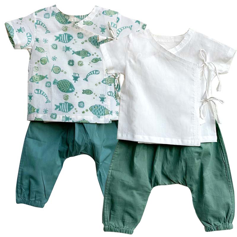 UNISEX ORGANIC KOI BAG - KOI MINT AND WHITE ANG + MINT PANTS