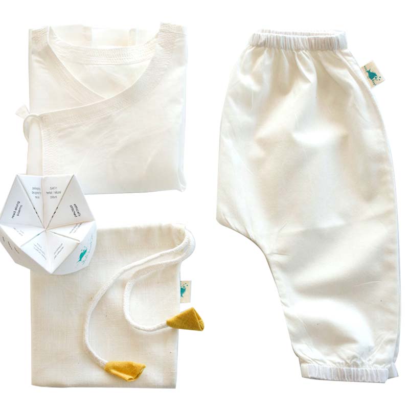 UNISEX ORGANIC ESSENTIAL WHITE ANGRAKHA TOP + PANTS