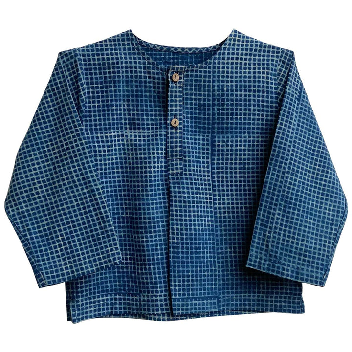 UNISEX ORGANIC INDIGO CHECK KURTA + INDIGO RAIDANA PANTS