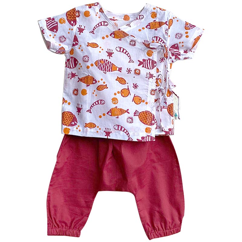 UNISEX ORGANIC KOI RED ANGARAKHA + MATCHING PANTS